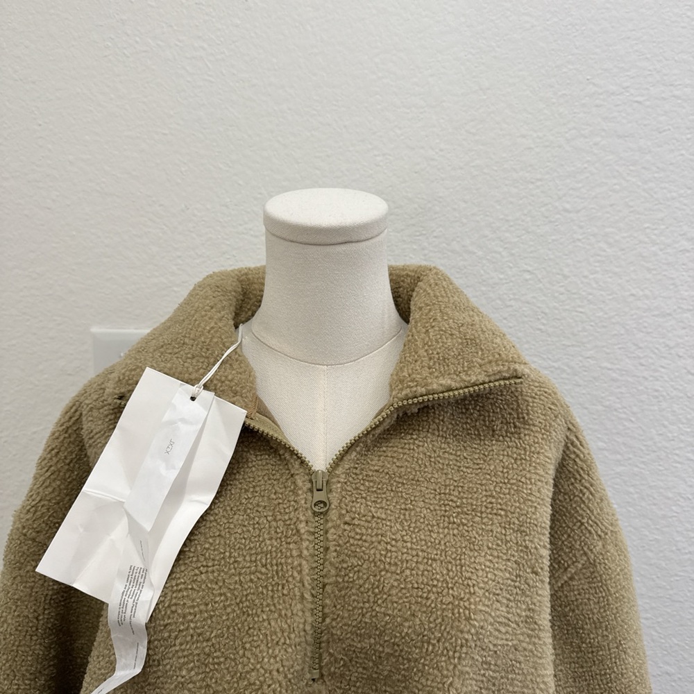 Tan Sherpa Pullover Quarter zip - Picture 4 of 5